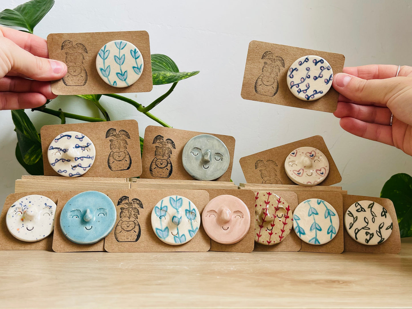 pin badges: various colours