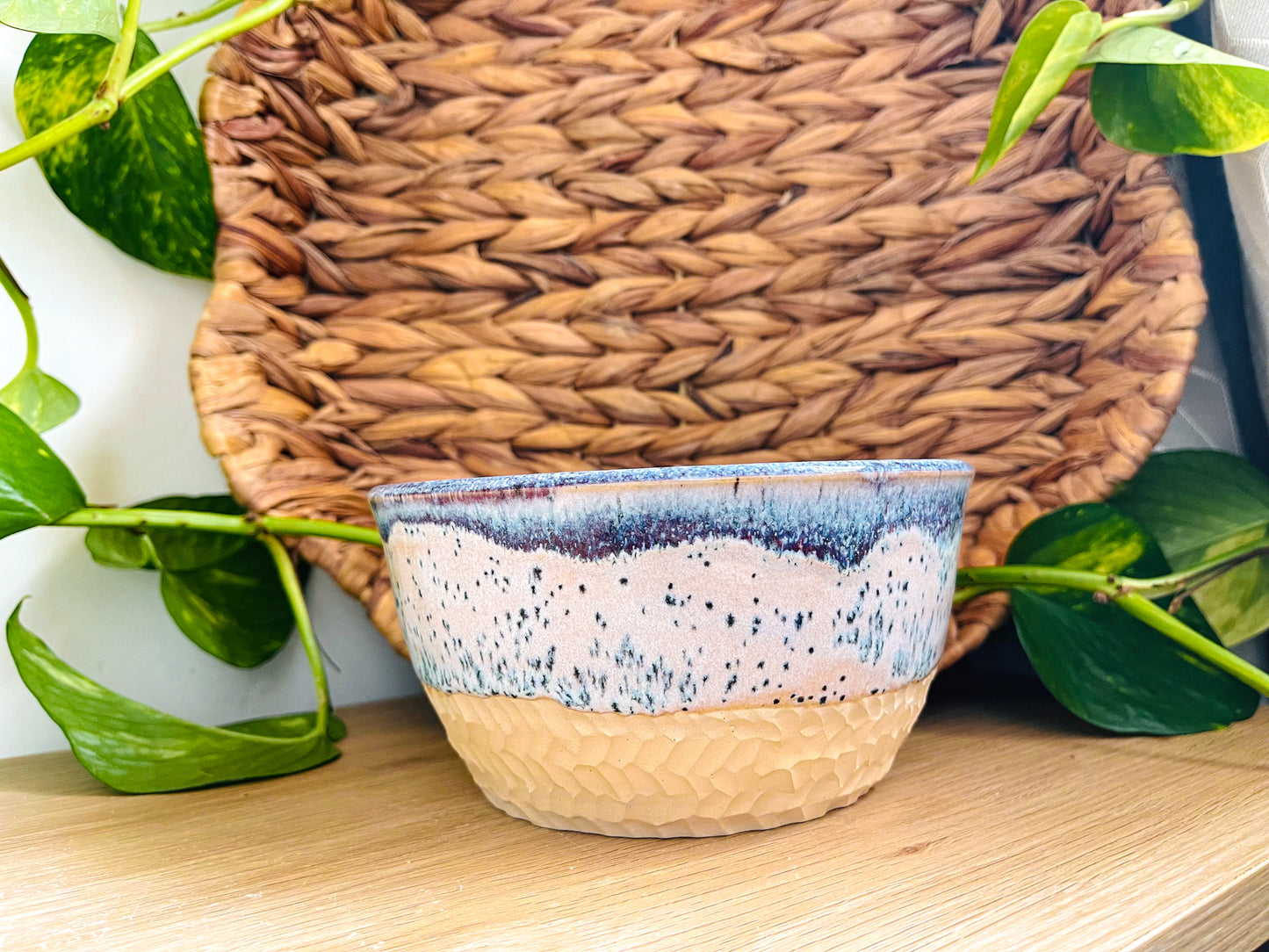 textured bowl: speckled strawberry milk