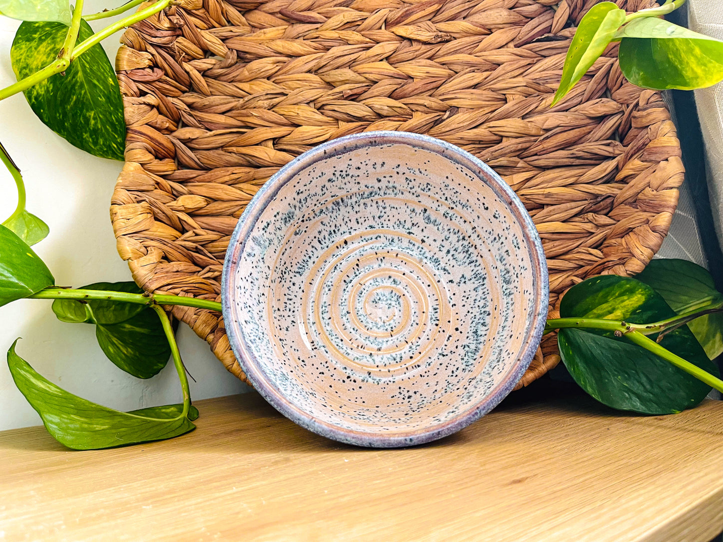 textured bowl: speckled strawberry milk