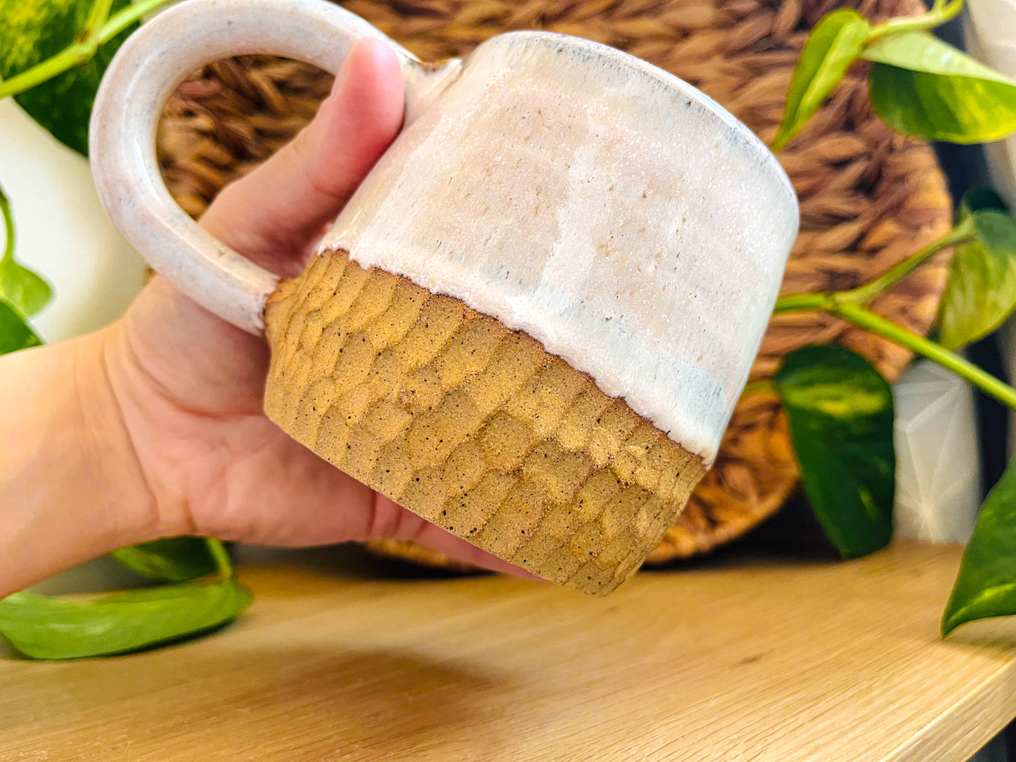 textured mug: soft opal