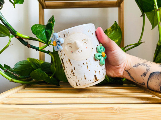 tall cup/pot: birch flowers