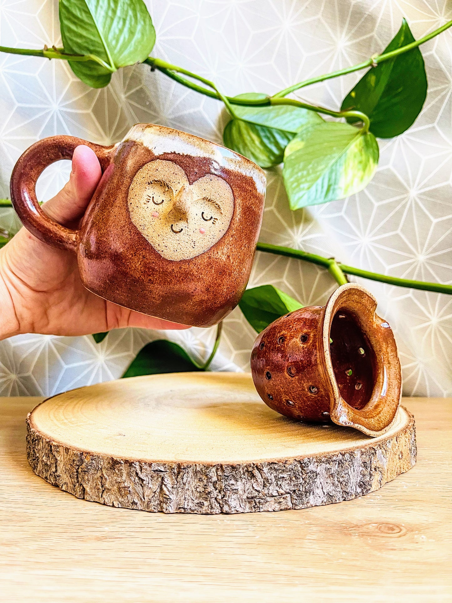 tea steeper set: burnt orange