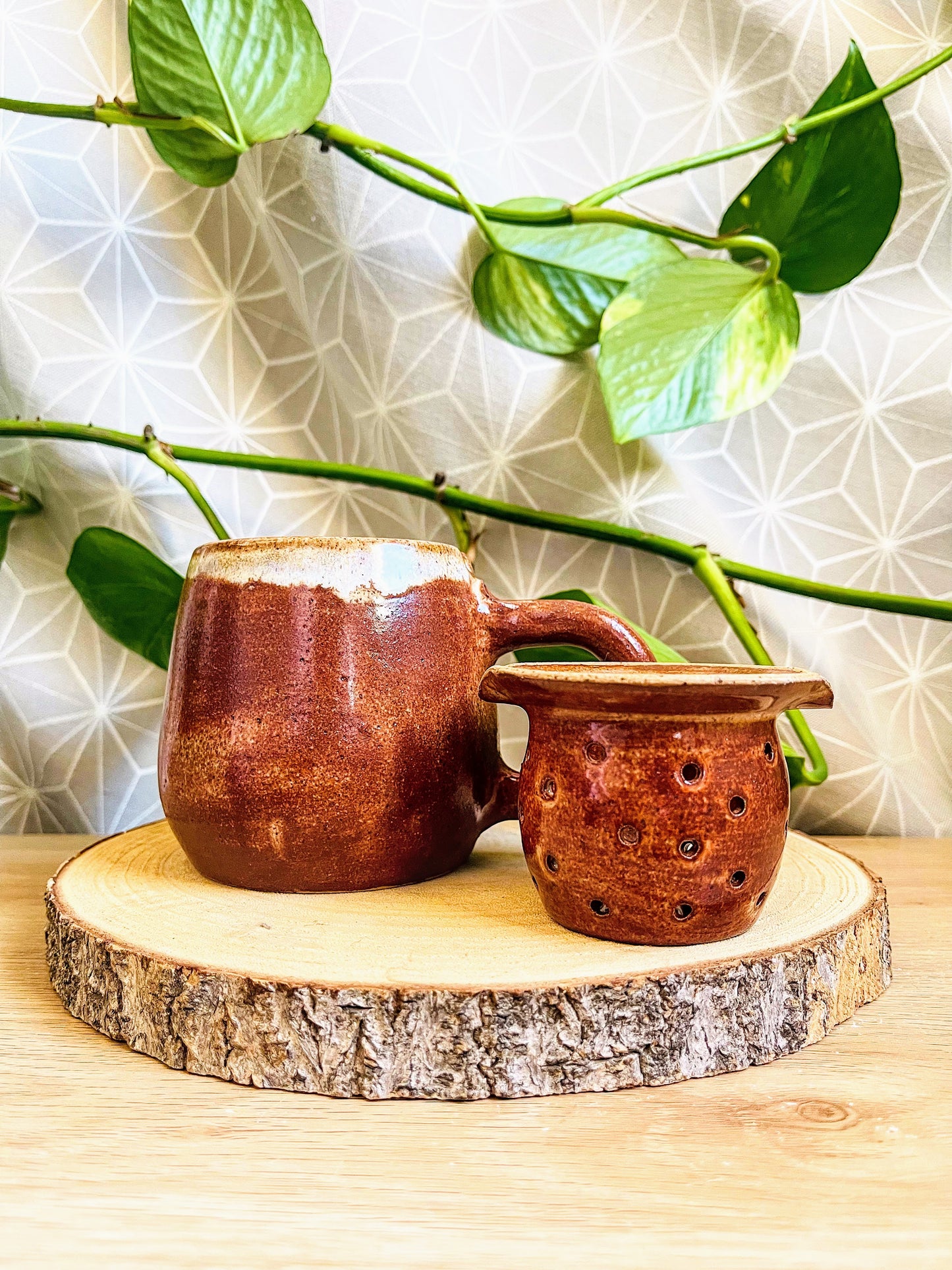 tea steeper set: burnt orange