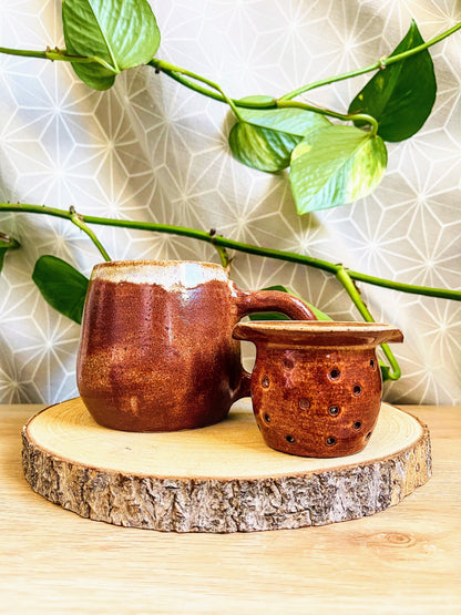 tea steeper set: burnt orange