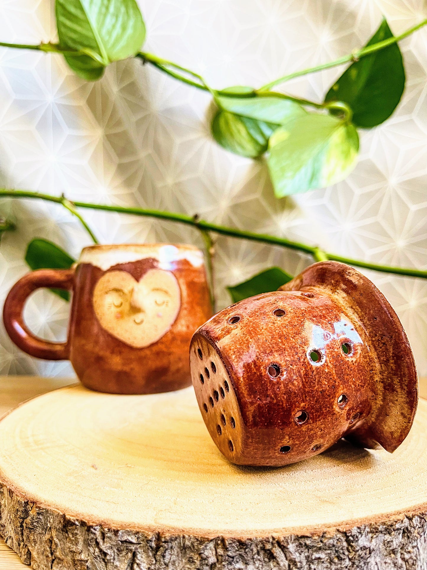 tea steeper set: burnt orange