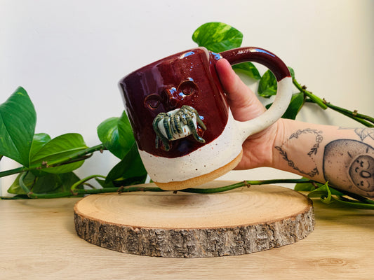 great big hug mug: speckled ivory/ruby