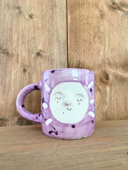 big hug mug: purple splatters