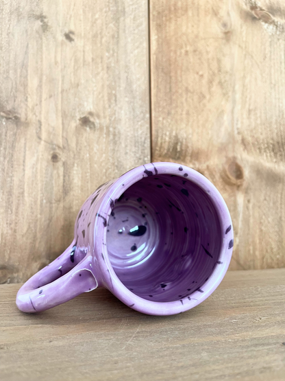 big hug mug: purple splatters
