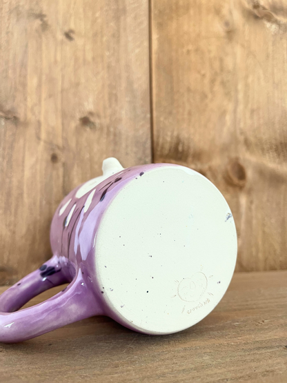 big hug mug: purple splatters