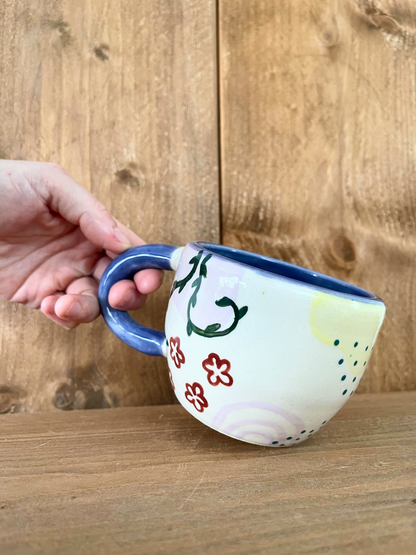 small doodle mug: indigo