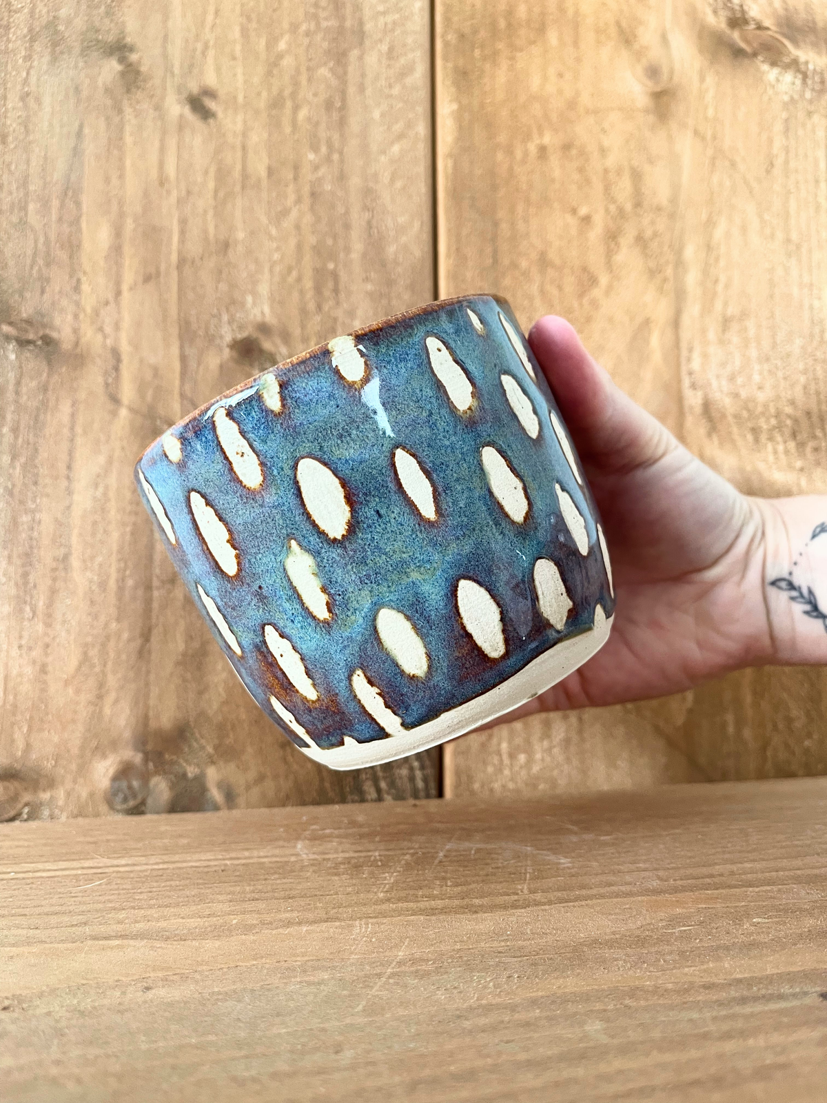 planter pot: denim dashes