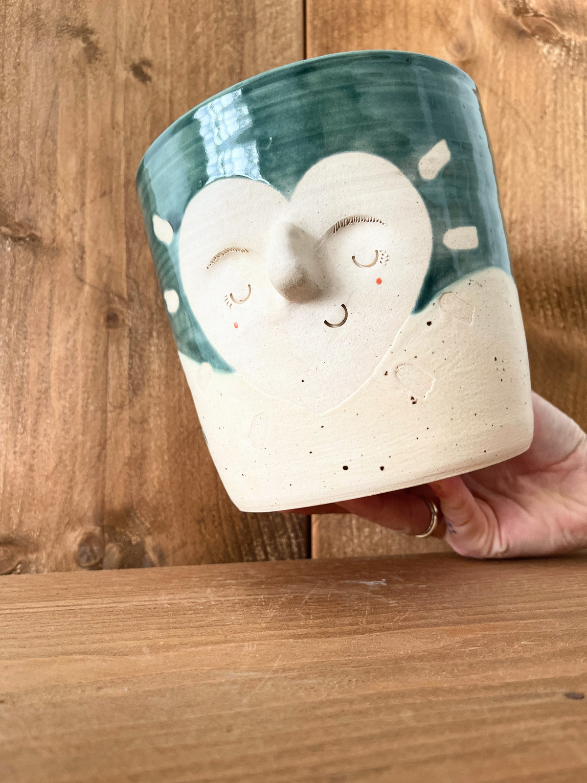 large pot: speckled ivory/forest