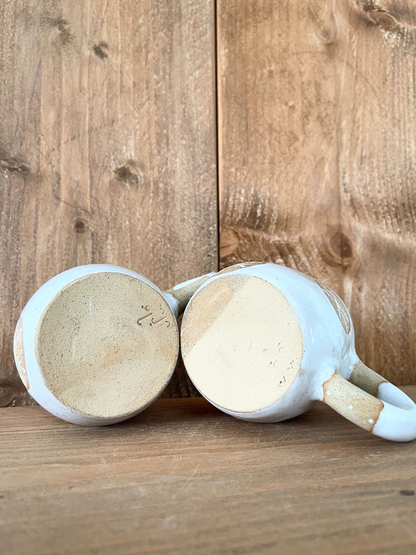 pair of festive hug mugs: snowflakes