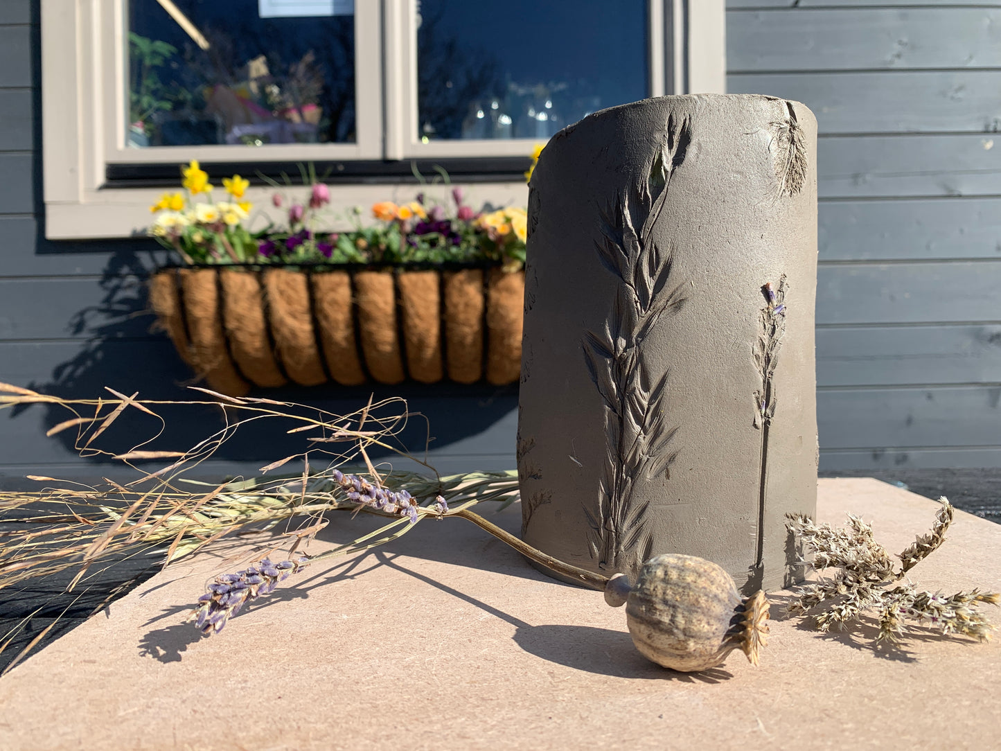 botanical imprint pottery