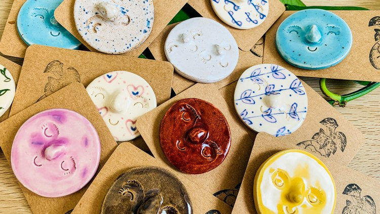 pin badges: various colours
