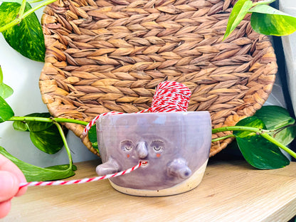 yarn bowl: speckled ivory/lavender