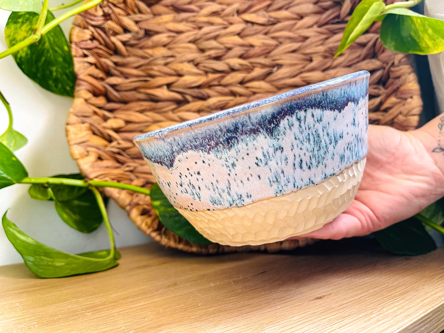 textured bowl: speckled strawberry milk
