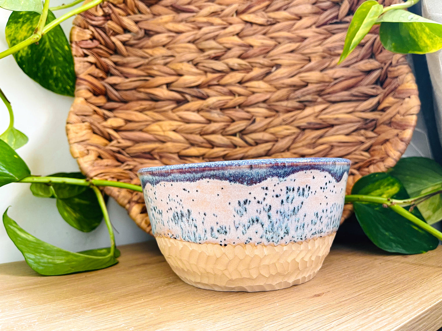 textured bowl: speckled strawberry milk