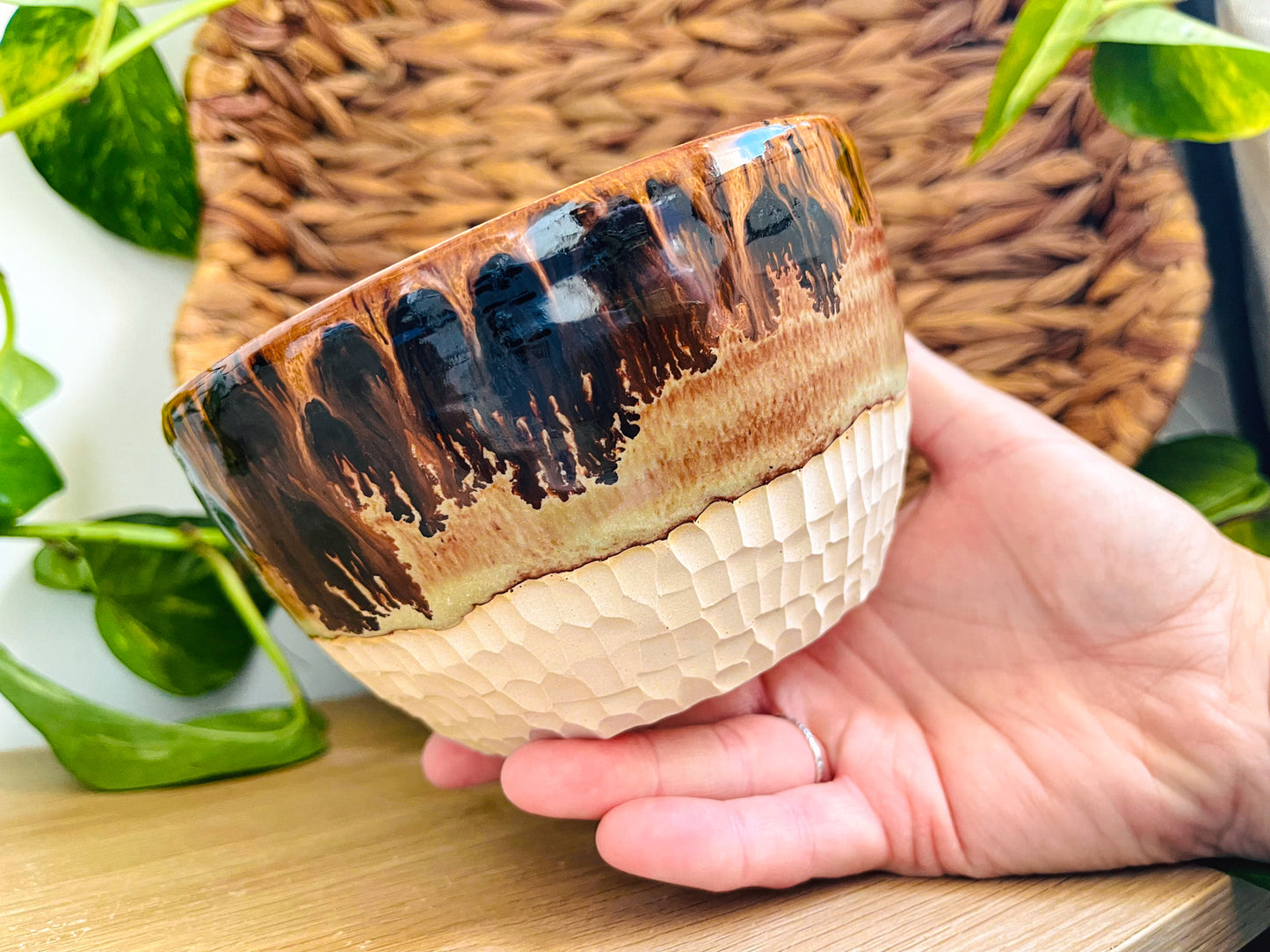textured bowl: tigers eye