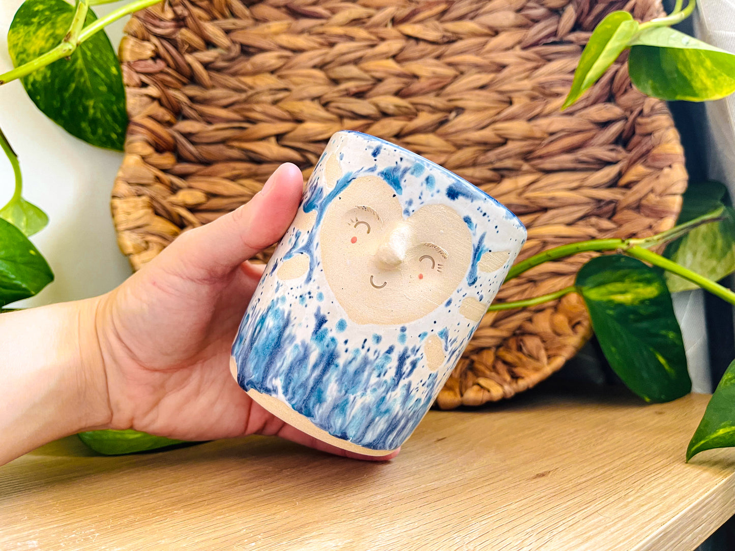 midi pot: blue fleck