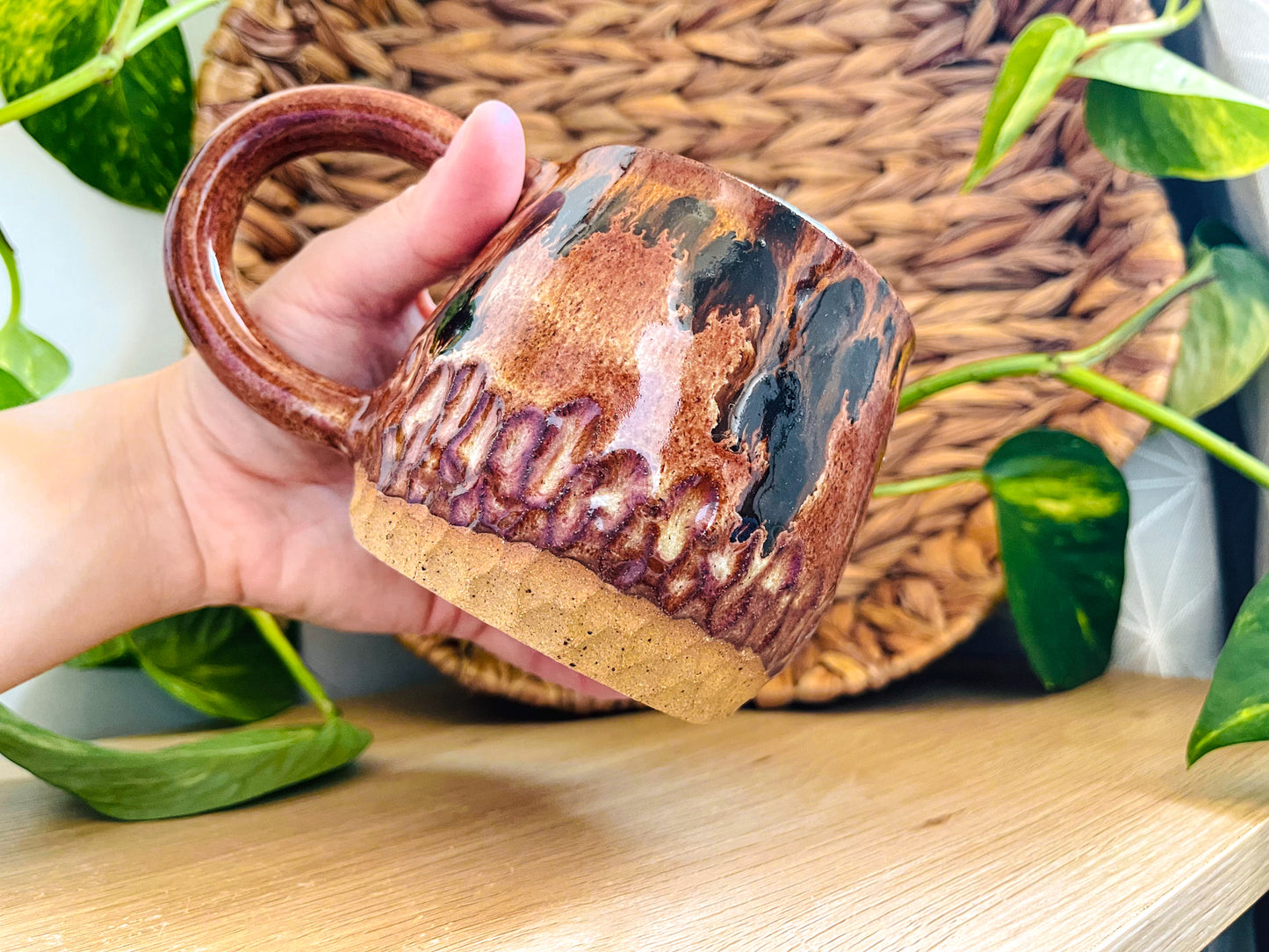 textured mug: tigers eye