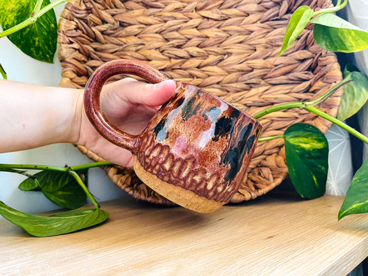 textured mug: tigers eye