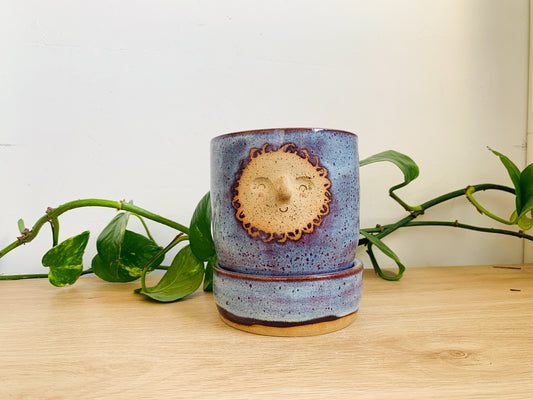 footed planter & dish: amethyst waves