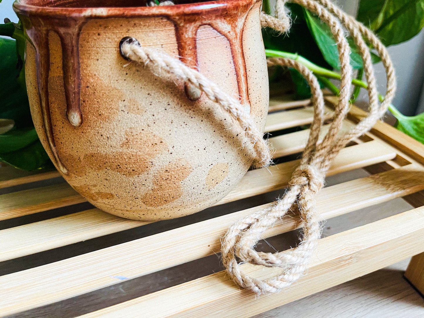 hanging planter: sepia drips