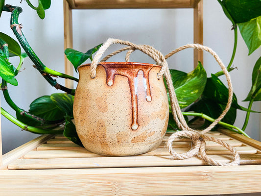 hanging planter: sepia drips