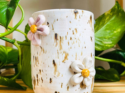 tall cup/pot: birch flowers