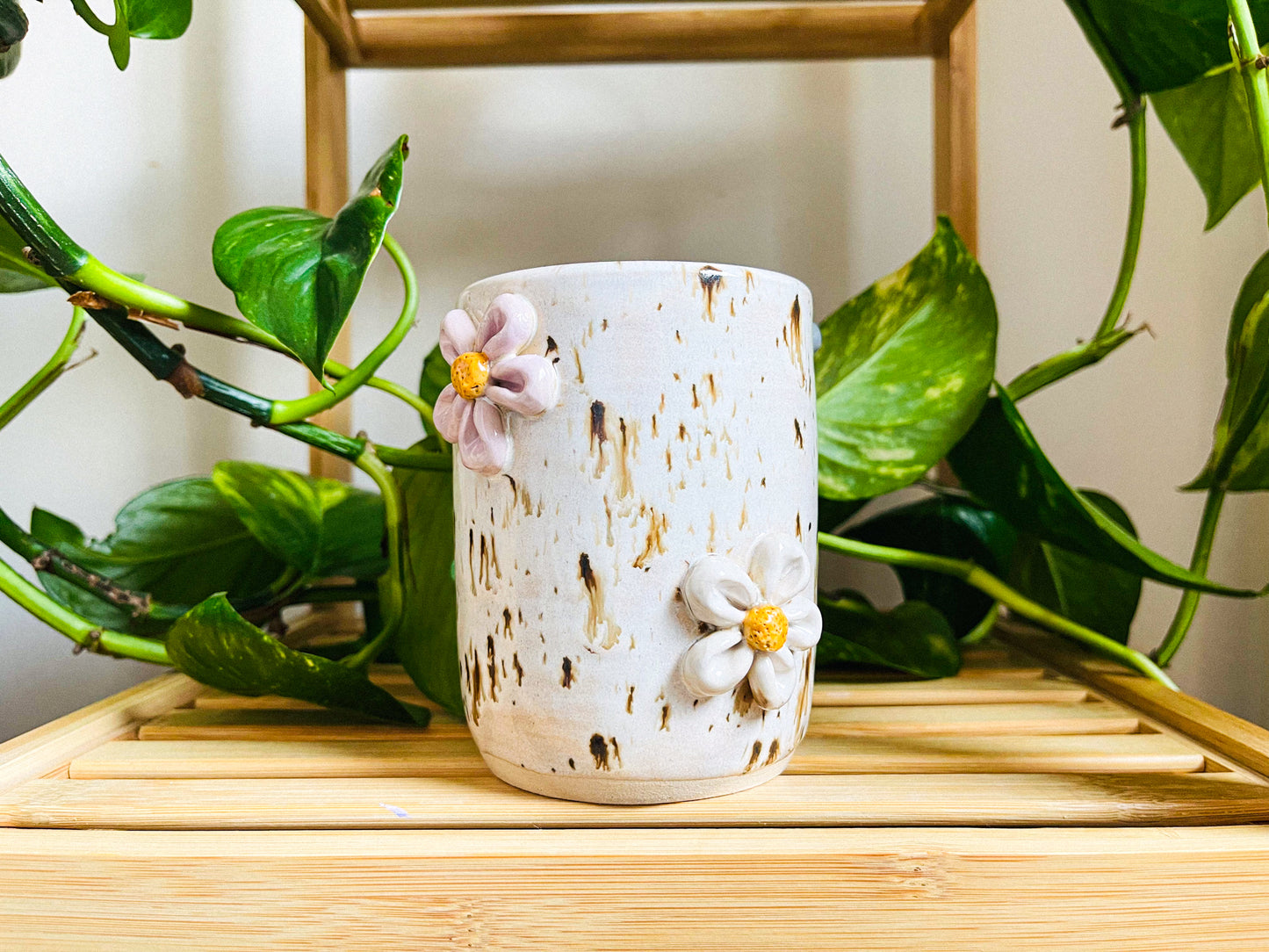 tall cup/pot: birch flowers