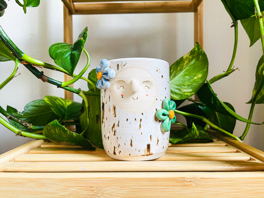 tall cup/pot: birch flowers