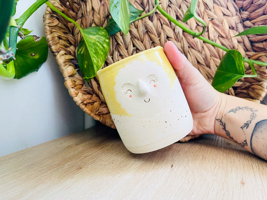 to-go cup: speckled ivory/buttercup