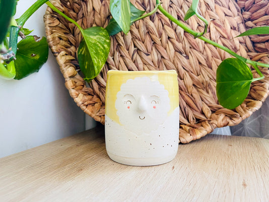 to-go cup: speckled ivory/buttercup