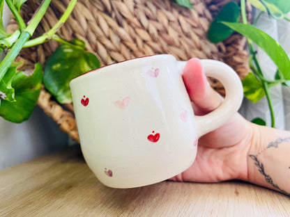 pair of heart mugs: red