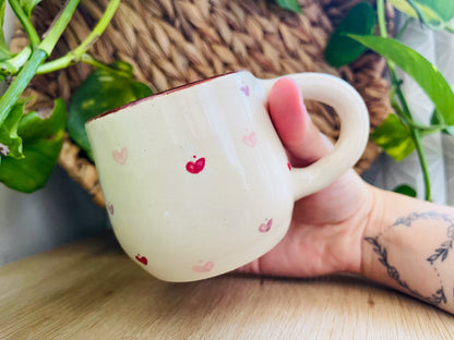 pair of heart mugs: red
