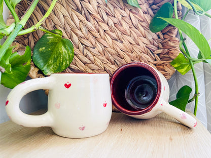 pair of heart mugs: red