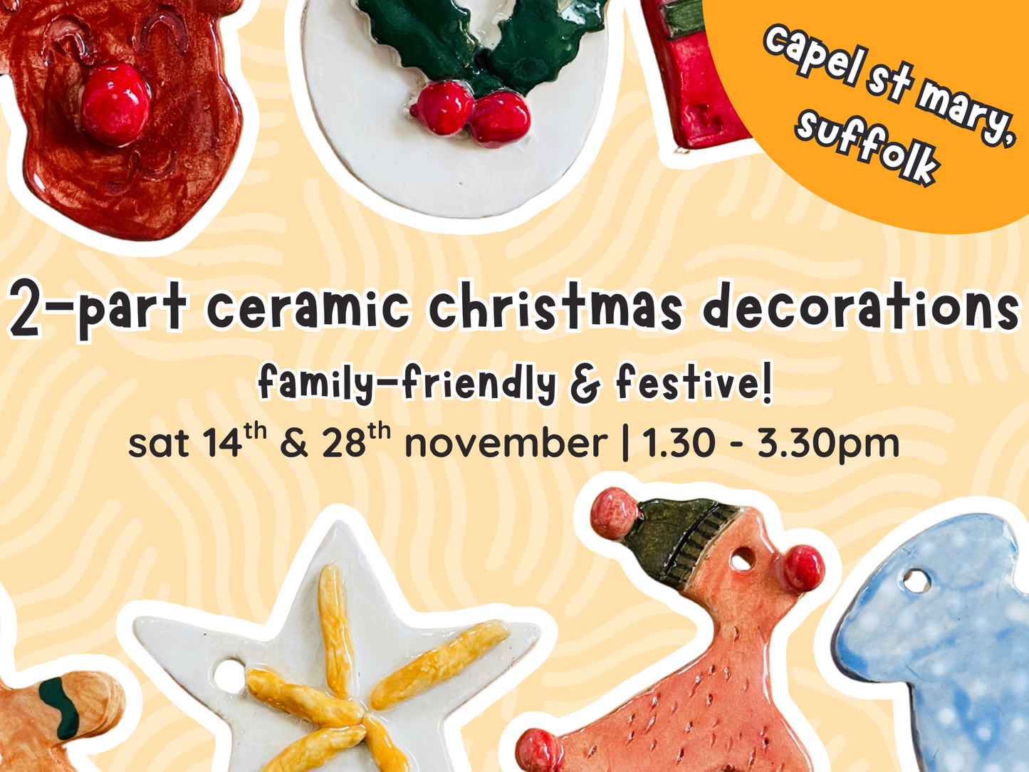 2-part ceramic christmas decorations: capel st.mary